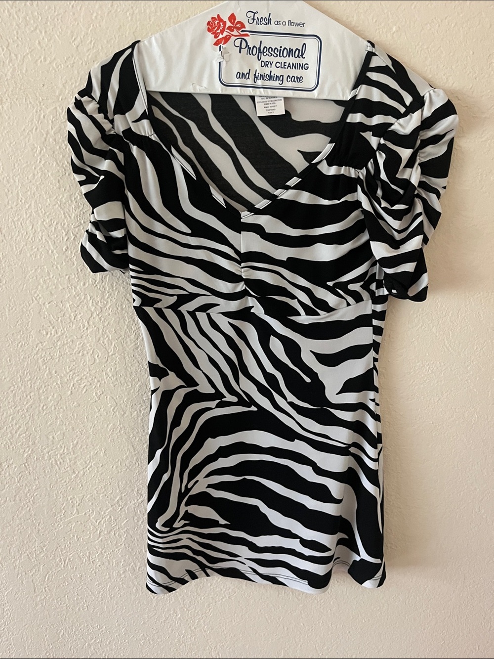 Fleurish Black & White Zebra-Print V-Neck Tunic